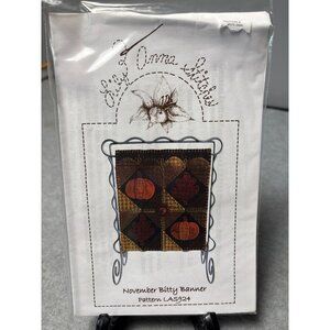 November Bitty Banner Pattern LAS924 by Lily Anna Stitches 6" x 7" Autumn-Themed